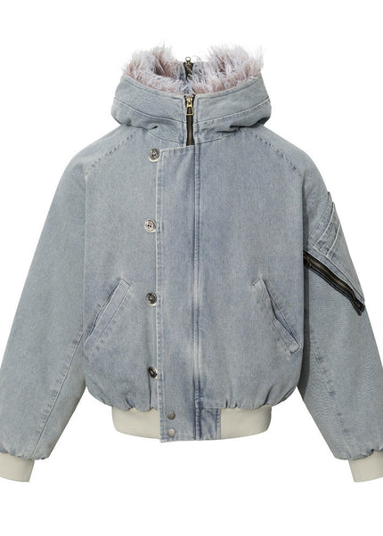 Washed Hooded Denim Jacket