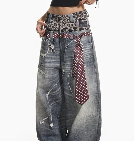 Leopard  Two-Piece Jeans
