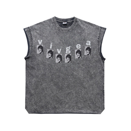 ONSEVENINE American street sleeveless vest for men, heavyweight pure cotton washed vintage vintage summer loose vest