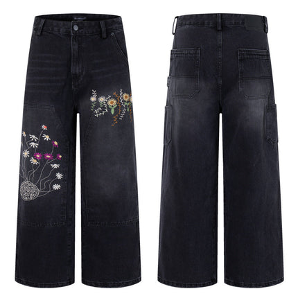 Floral Embroidered Vintage Jeans