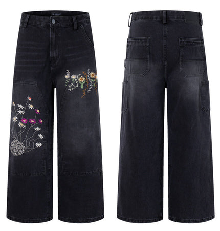 Floral Embroidered Vintage Jeans