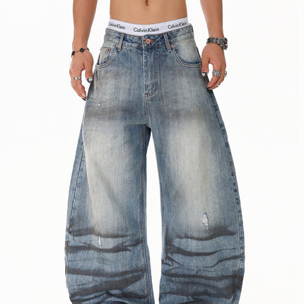 Water Ripple Washed Scimitar Jeans