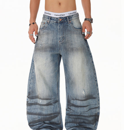 Water Ripple Washed Scimitar Jeans