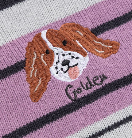 Puppy Embroidered Stripe Sweater Vest