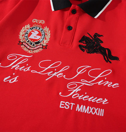 Badge-Embroidered Color-Block Polo