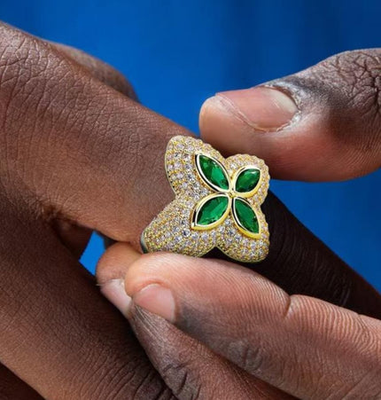 Four-leaf clover diamond ring, men's fashion brand, high-end sense handsome, original design, trendy, light luxury, niche American ring