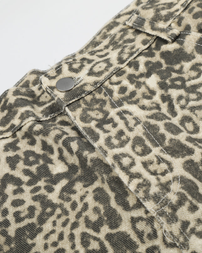 Leopard Print Cargo Shorts