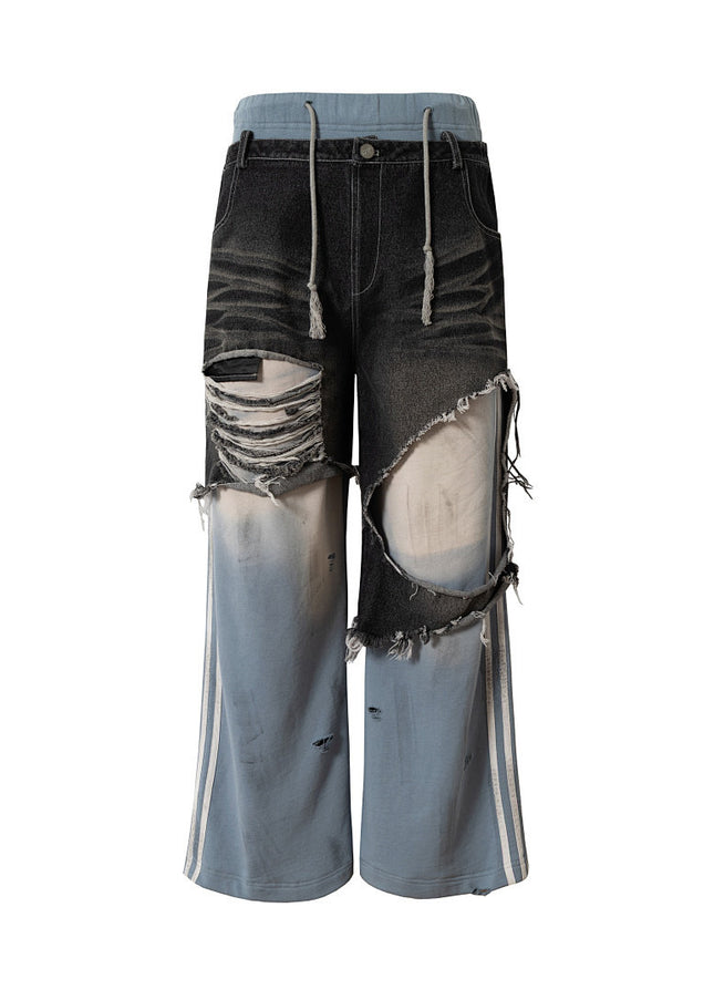 Ripped Striped Jeans