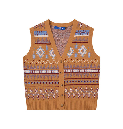 Diamond Jacquard Cardigan Vest