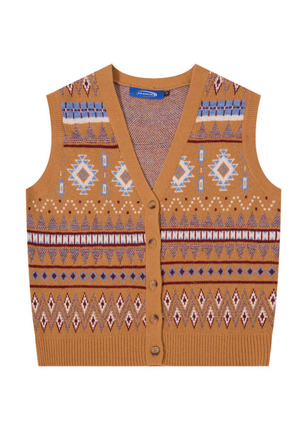 Diamond Jacquard Cardigan Vest