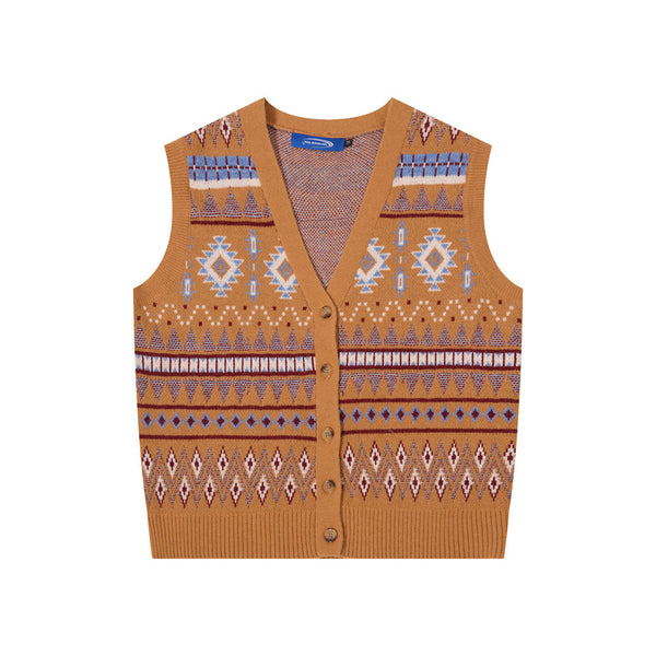 Diamond Jacquard Cardigan Vest