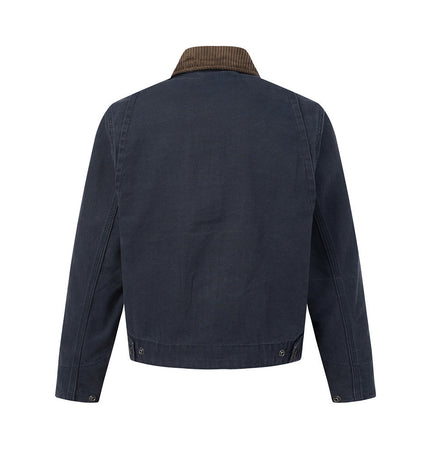 Contrast-Collar Canvas Work Jacket