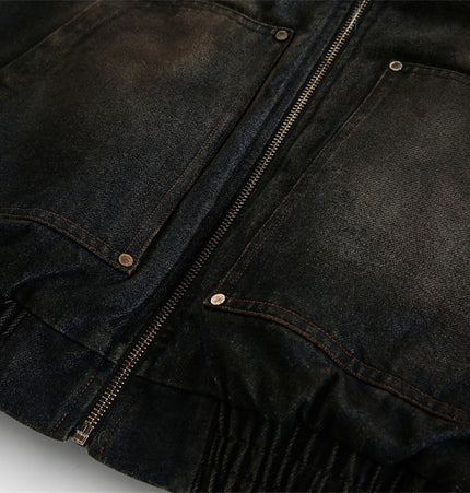 Fur-Collar Hooded Denim Jacket