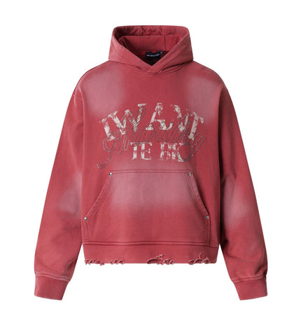 Magic Bear Men's 2026 New American Jersey Street Trendy Brand Hoodie Heavyweight Washable Broken Hoodie for Men