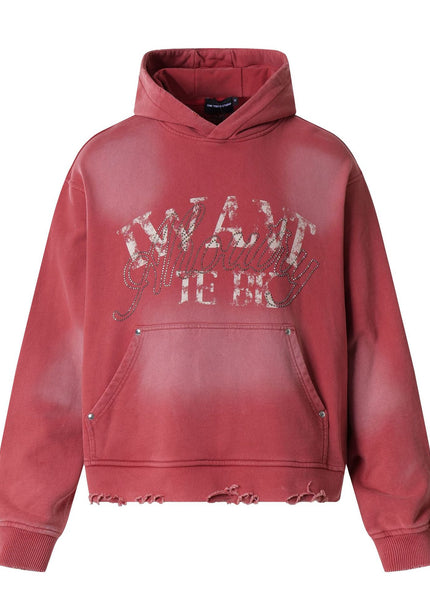 Magic Bear Men's 2026 New American Jersey Street Trendy Brand Hoodie Heavyweight Washable Broken Hoodie for Men