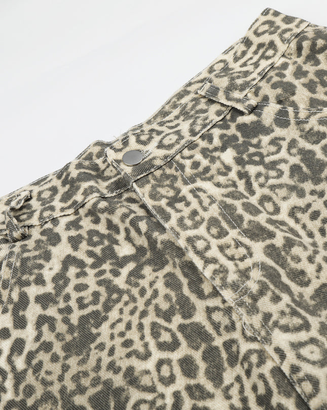 Leopard Print Cargo Shorts