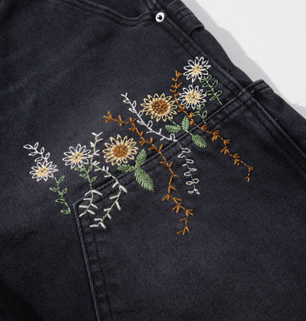Floral Embroidered Vintage Jeans