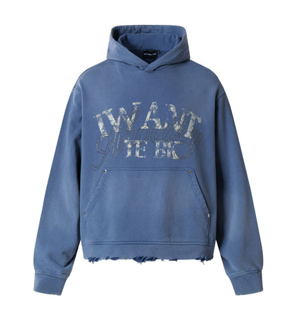 Magic Bear Men's 2026 New American Jersey Street Trendy Brand Hoodie Heavyweight Washable Broken Hoodie for Men