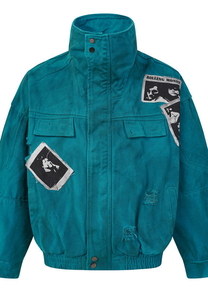 Tie-Dye Distressed Canvas Jacket