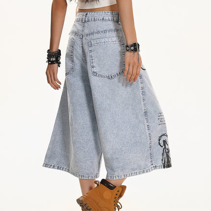 Vintage Printed Cropped Denim