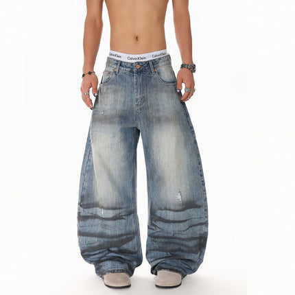 Water Ripple Washed Scimitar Jeans