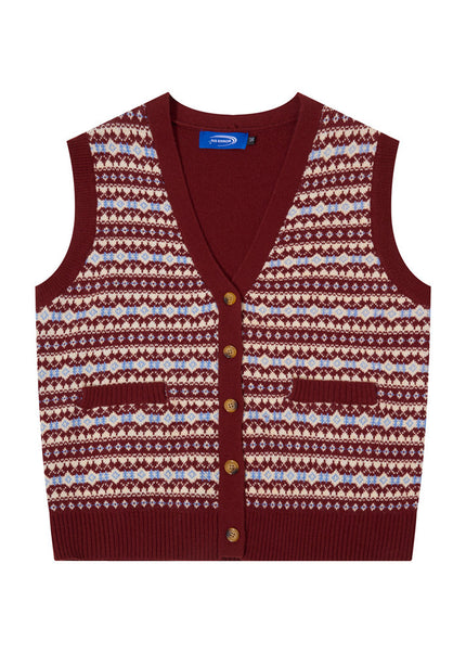 Diamond Plaid V-Neck Sweater Vest