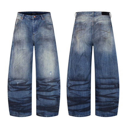 Water Ripple Washed Scimitar Jeans