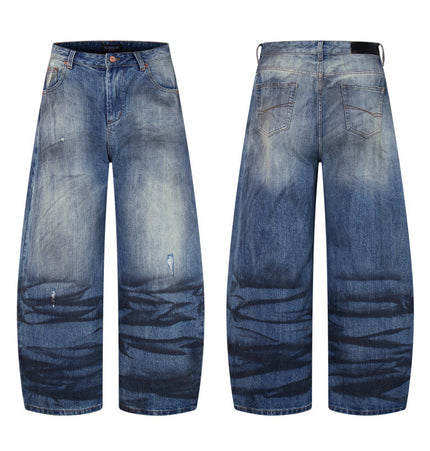 Water Ripple Washed Scimitar Jeans