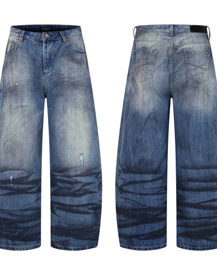 Water Ripple Washed Scimitar Jeans