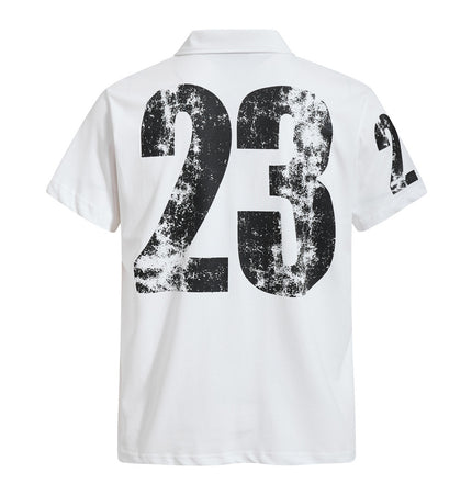 No. 23 number print short-sleeve polo shirt for men, summer European and American trendy INS sport-casual loose lapel T-shirt