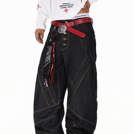 Spliced Deconstructed Wide Jeans