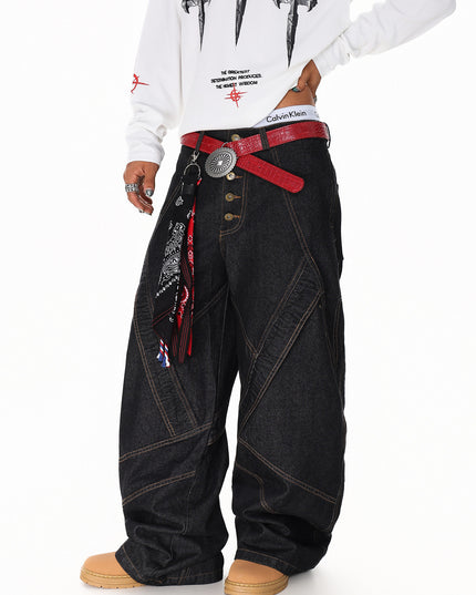 Spliced Deconstructed Wide Jeans