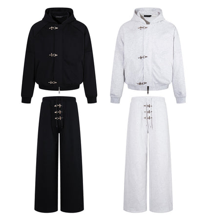 Metal Button Hoodie & Sweatpant Set