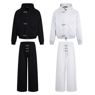 Metal Button Hoodie & Sweatpant Set