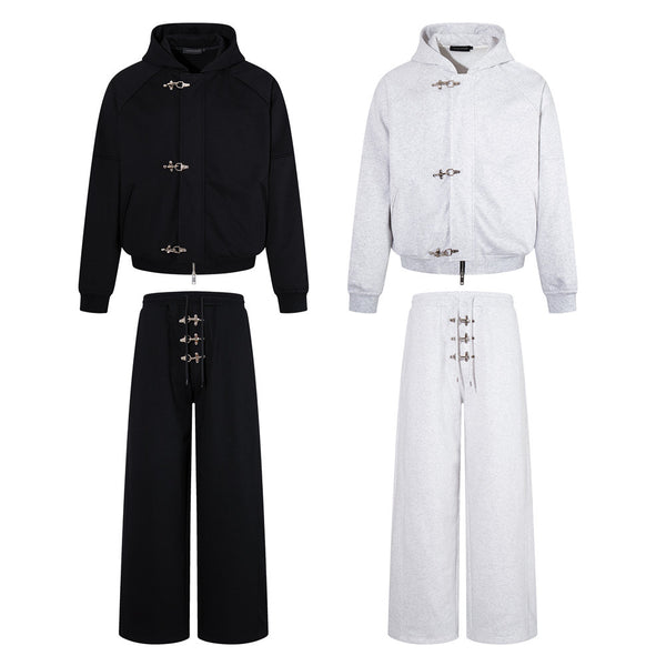 Metal Button Hoodie & Sweatpant Set