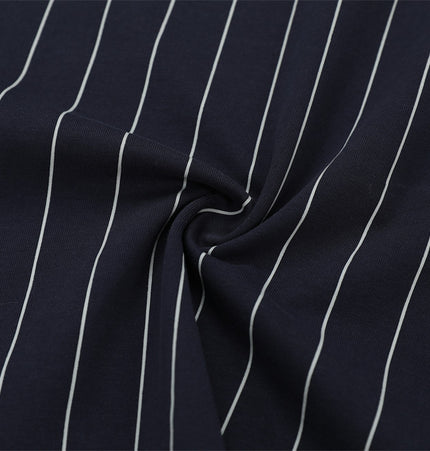 Vertical stripe monogram print short-sleeved polo shirt men's summer casual American street trend loose half-sleeve T-shirt top