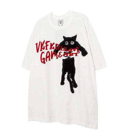 Cat Towel Embroidered Tee
