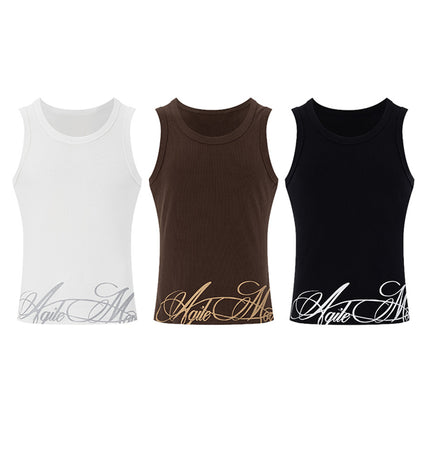 Floral Letter Slim-Fit Tank