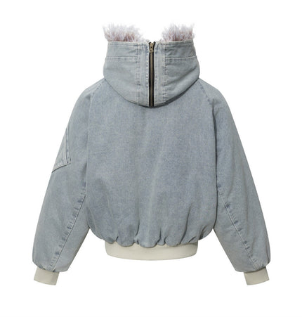 Washed Hooded Denim Jacket
