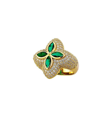 Four-leaf clover diamond ring, men's fashion brand, high-end sense handsome, original design, trendy, light luxury, niche American ring
