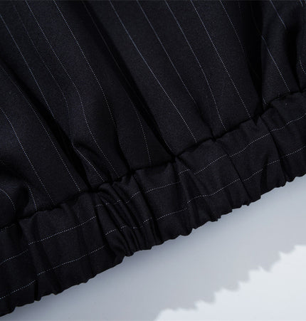 Vertical-Stripe Cropped Pilot Jacket