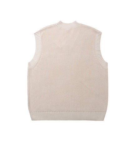 Minimal V-Neck Knit Sweater Vest