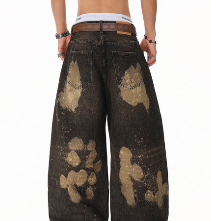 Ripped Tie-Dye Wide-Leg Jeans
