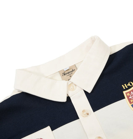 Color-blocked striped short-sleeve polo shirt for men, summer INS European and American street trend 12-digit print turn-down collar T-shirt, half-sleeve