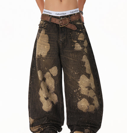 Ripped Tie-Dye Wide-Leg Jeans