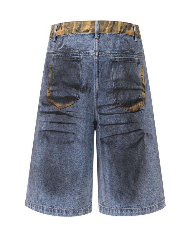 Jiayiku's 2026 new high street American retro wasteland feng shui washed stained denim shorts deconstruct cropped pants for men