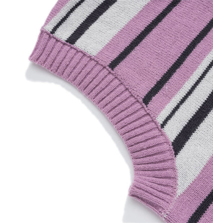 Puppy Embroidered Stripe Sweater Vest