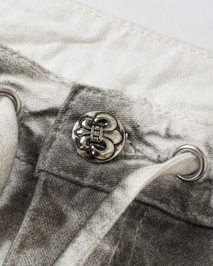 American High Street Subculture: Inkjet Graded Washed Destroyed Casual Pants Men's 3D Silhouette Double-Waist Toe Wide-Leg Pants