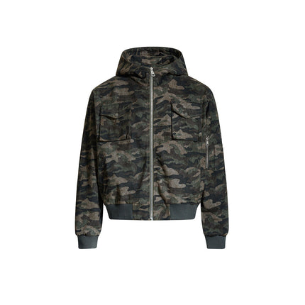 Camouflage Hooded Cargo Jacket