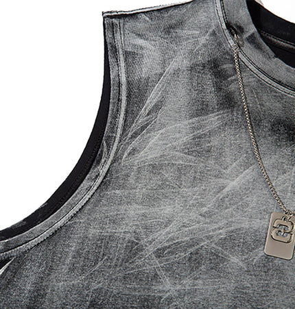 Tie-Dye Distressed Chain Tank